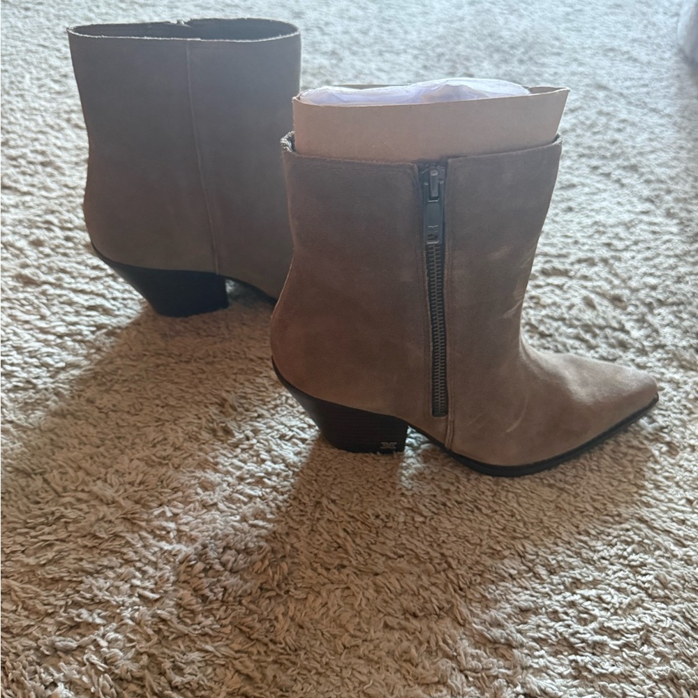 Sam Eldeman Tan Ankle Boots with Zipper
